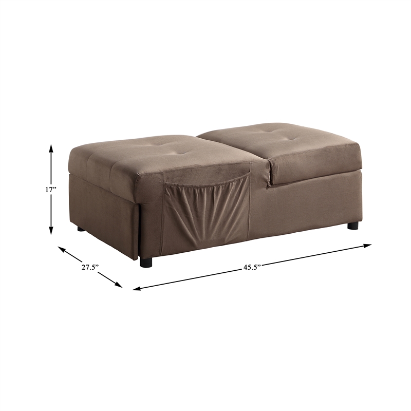 Lexicon Garrell Wood Storage Bench with Pull Out Ottoman in Dark Brown