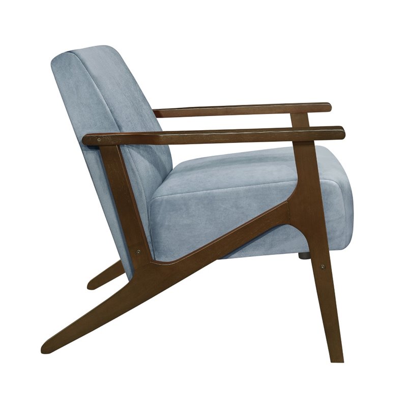 Lexicon August Velvet Upholstered Accent Chair in Blue Gray