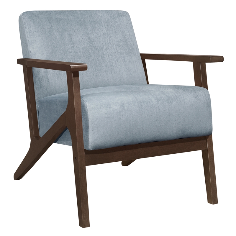Lexicon August Velvet Upholstered Accent Chair in Blue Gray