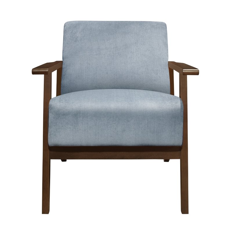 Lexicon August Velvet Upholstered Accent Chair in Blue Gray