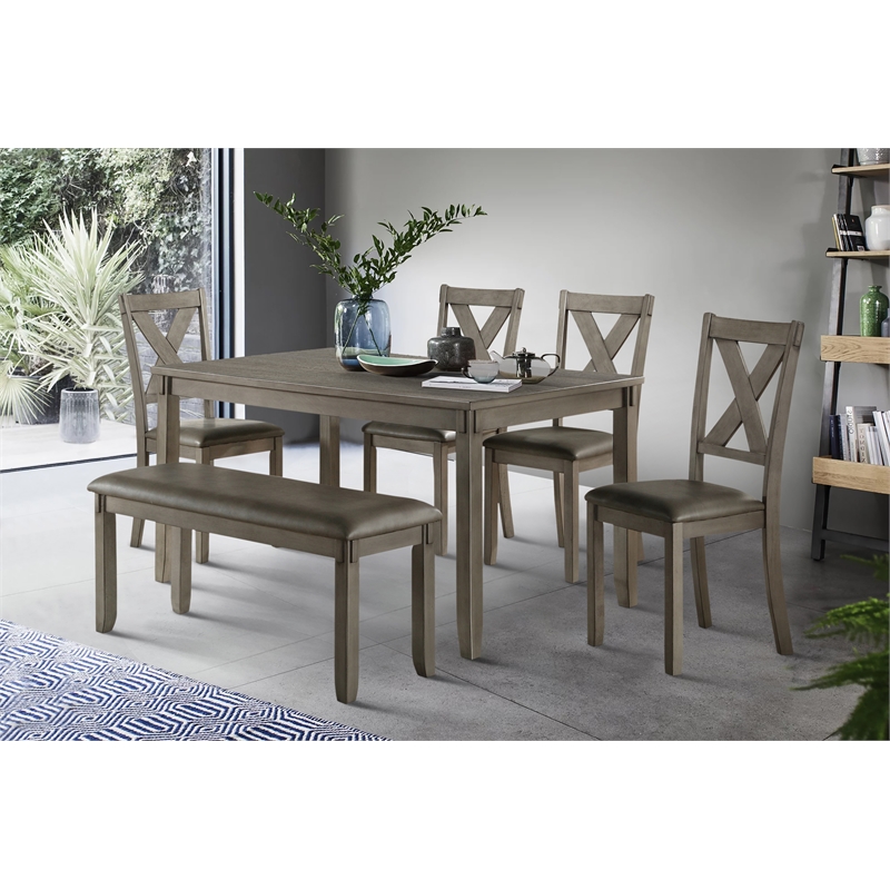 Lexicon Holders 6 Piece Wood Dining Set in Gray