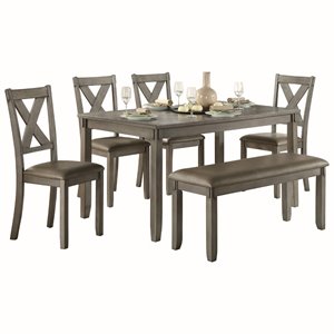 lexicon holders 6 piece wood dining set in gray