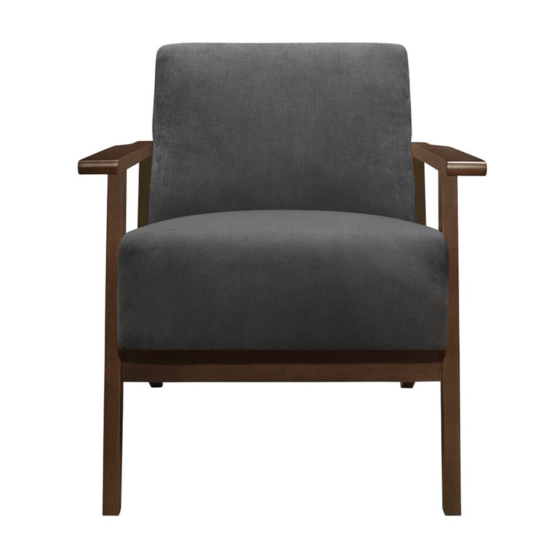 Lexicon August Velvet Upholstered Accent Chair in Dark Gray