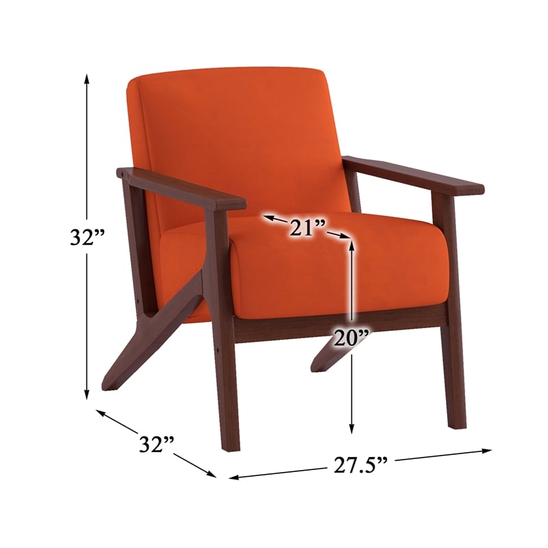 Lexicon August Velvet Upholstered Accent Chair in Orange