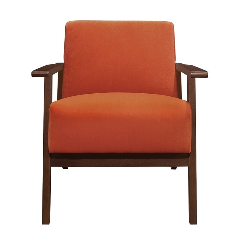 Lexicon August Velvet Upholstered Accent Chair in Orange