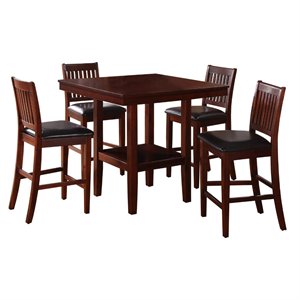 lexicon galena 5 piece wood counter height dining set in warm cherry