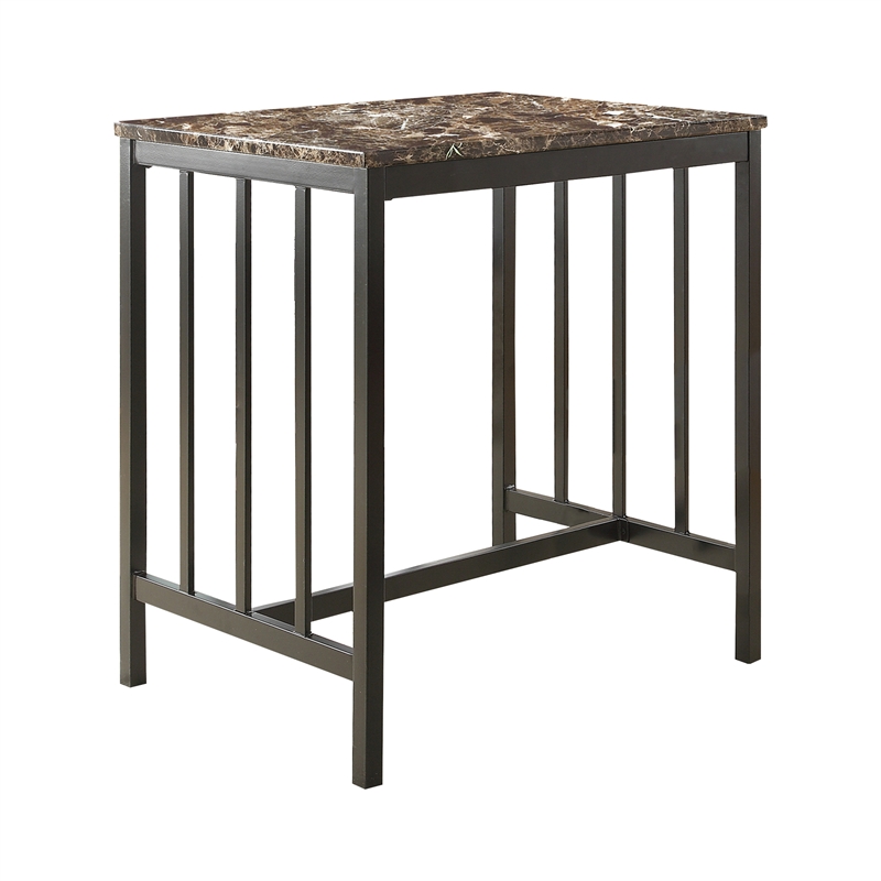 Lexicon Edgar 3 Piece Faux Marble Top Counter Height Dining Set in Black