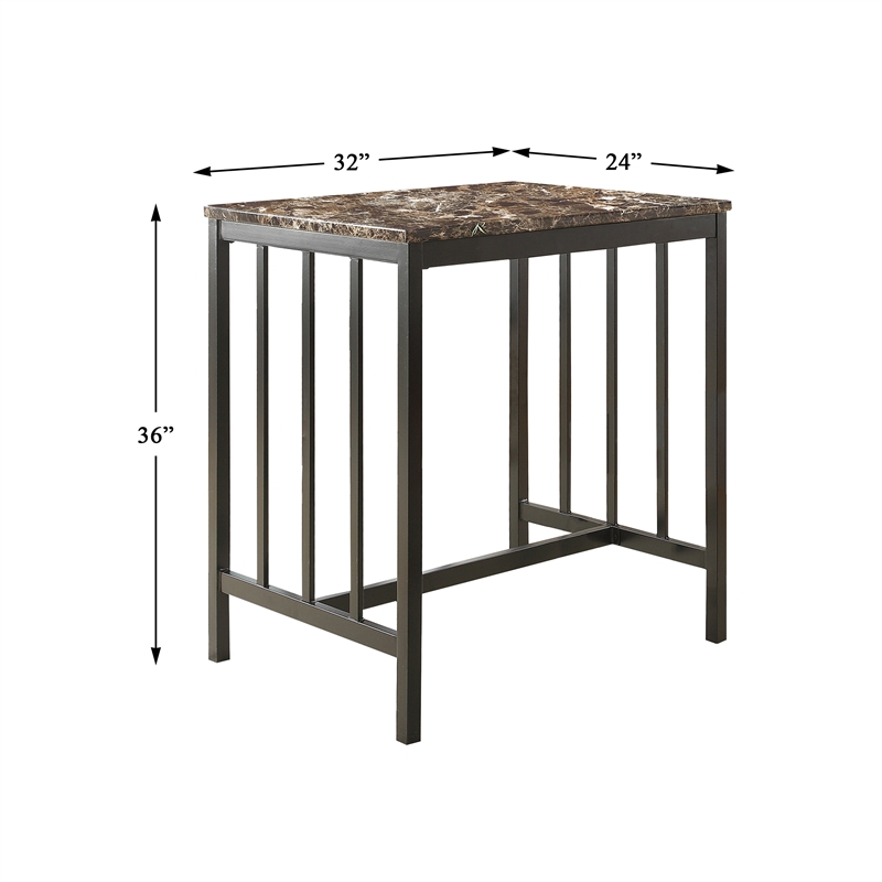 Lexicon Edgar 3 Piece Faux Marble Top Counter Height Dining Set in Black