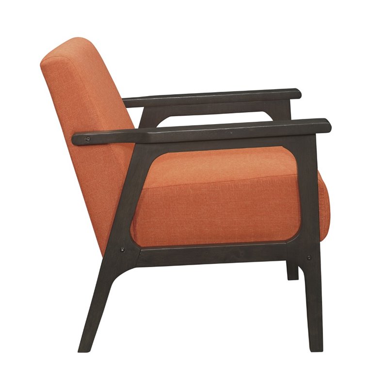 Lexicon Ocala Solid Wood and Fabric Upholstered Accent Chair in Orange