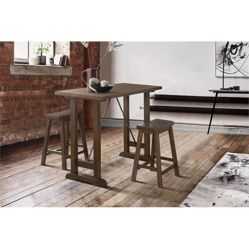 Lexicon Bracknell 3 Piece Wood Counter Height Dining Set in Brown Cherry