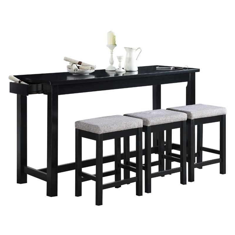 Lexicon Connected 4 Piece Wood Counter Height Dining Set in Black