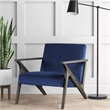 Lexicon Coriana Velvet Upholstered Wood Frame Accent Chair in Navy