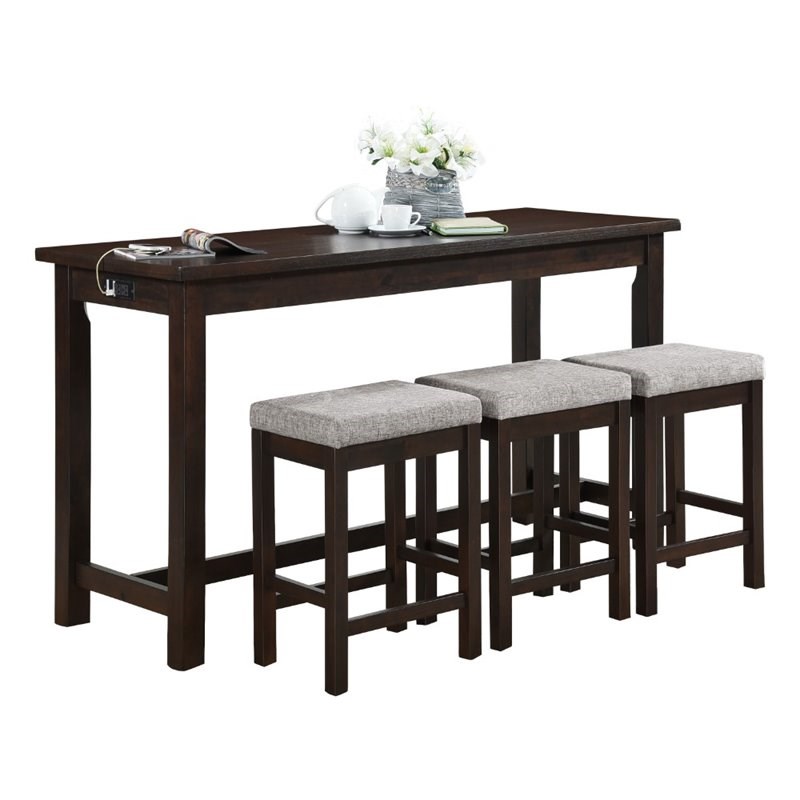 Lexicon Connected 4 Piece Wood Counter Height Dining Set in Espresso