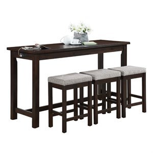 lexicon connected 4 piece wood counter height dining set