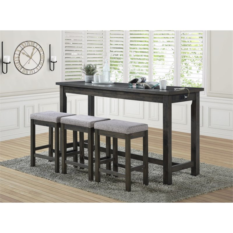 Lexicon Connected 4 Piece Wood Counter Height Dining Set in Brownish Gray