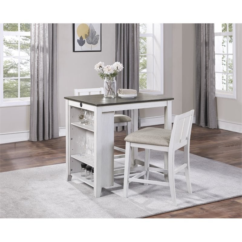 Lexicon Daye 3 Piece Wood Counter Height Dining Set in Gray and White