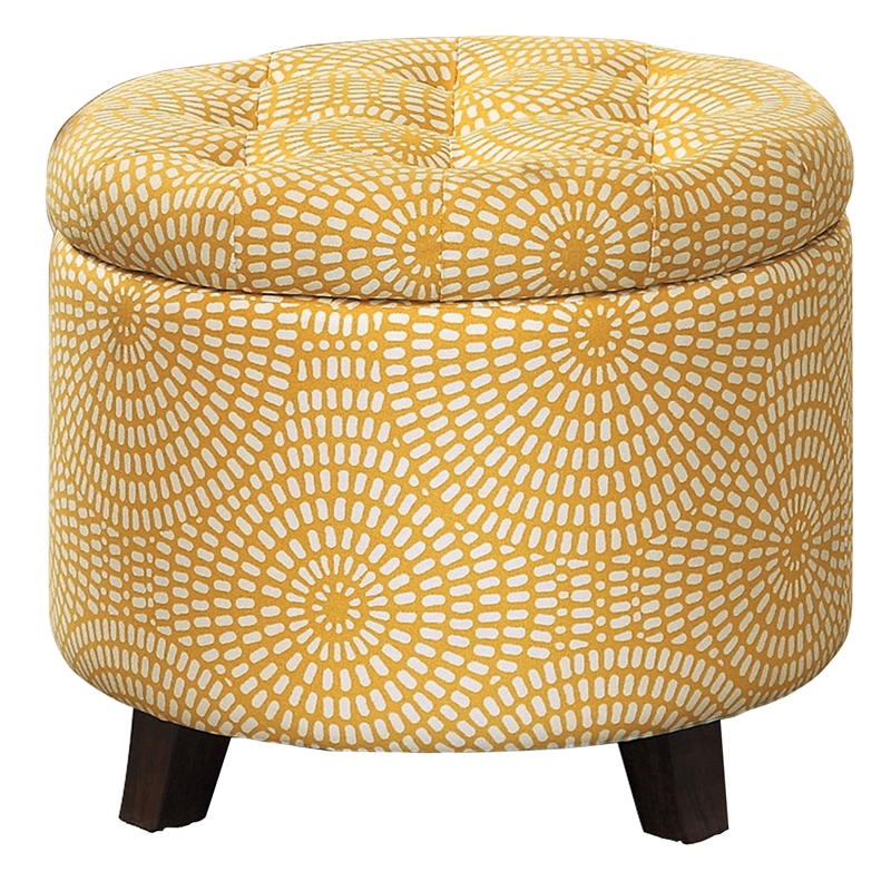 Lexicon Cleo Wood Storage Ottoman in Yellow | BushFurnitureCollection.com