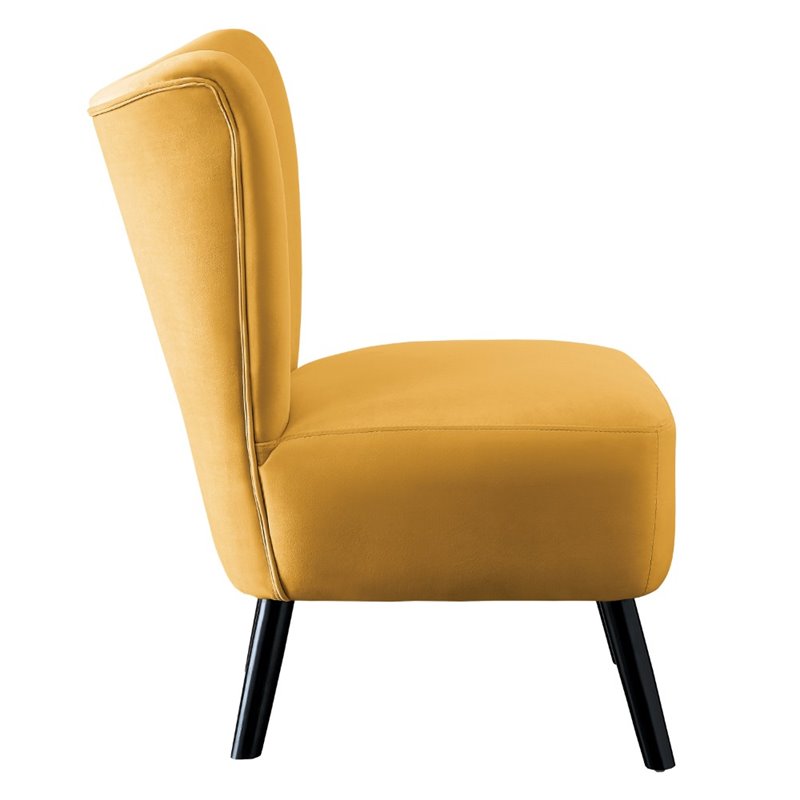 Lexicon Imani Velvet Upholstered Accent Chair in Yellow