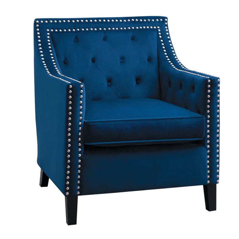 Lexicon Grazioso Velvet Upholstered Accent Chair in Navy | Cymax Business
