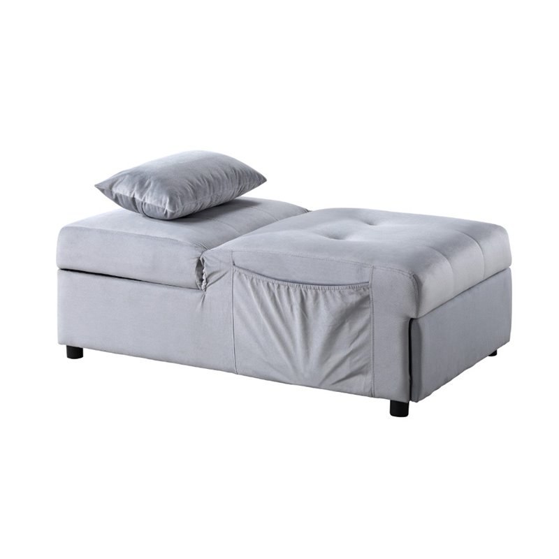 Lexicon Garrell Wood Storage Bench with Pull Out Ottoman in Gray