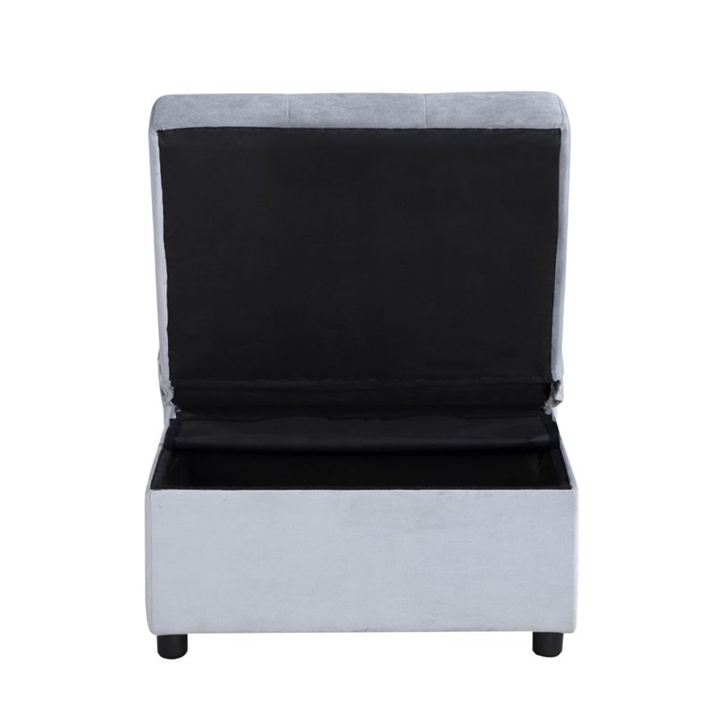 Lexicon Garrell Wood Storage Bench with Pull Out Ottoman in Gray