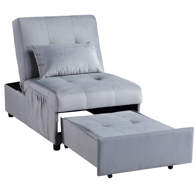 Lexicon Garrell Wood Storage Bench with Pull Out Ottoman in Gray