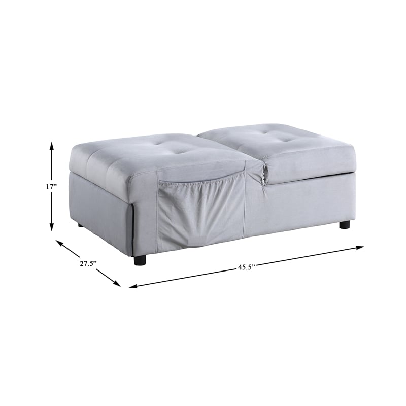 Lexicon Garrell Wood Storage Bench with Pull Out Ottoman in Gray