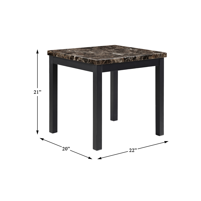 Lexicon Tempe 3 Piece Faux Marble Top Occasional Table Set in Black