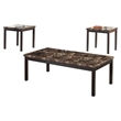Lexicon Tempe 3 Piece Faux Marble Top Occasional Table Set in Black