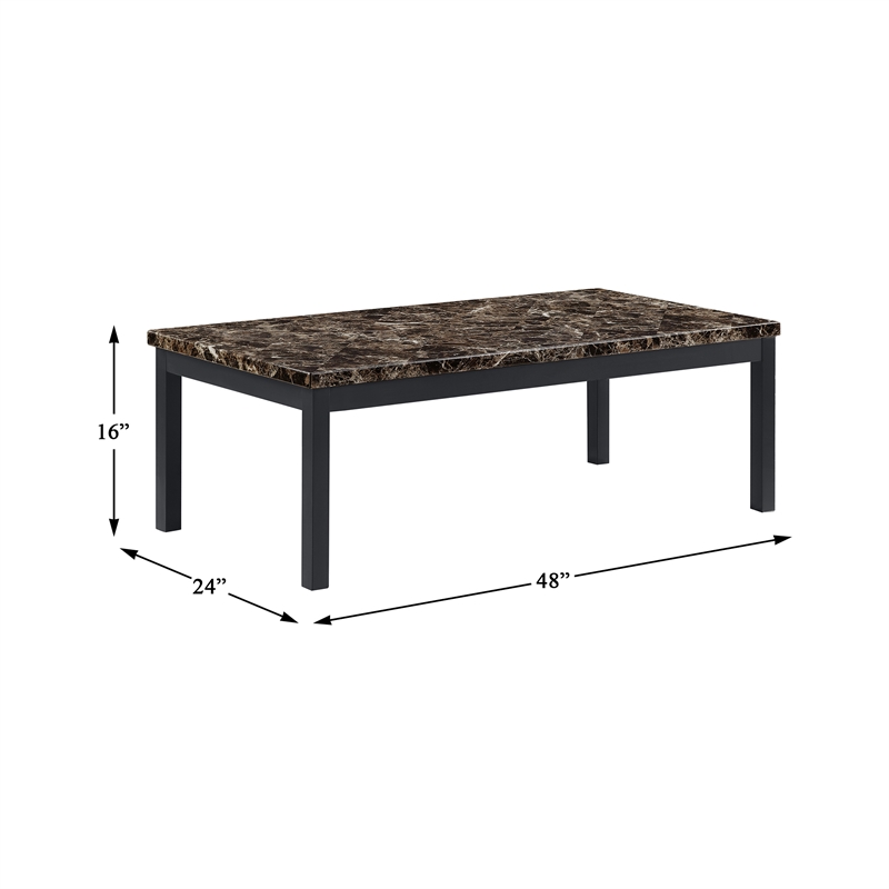 Lexicon Tempe 3 Piece Faux Marble Top Occasional Table Set in Black