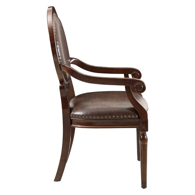Lexicon Aldermont Faux Leather Accent Chair in Dark Brown