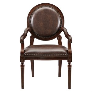 lexicon aldermont faux leather accent chair in dark brown