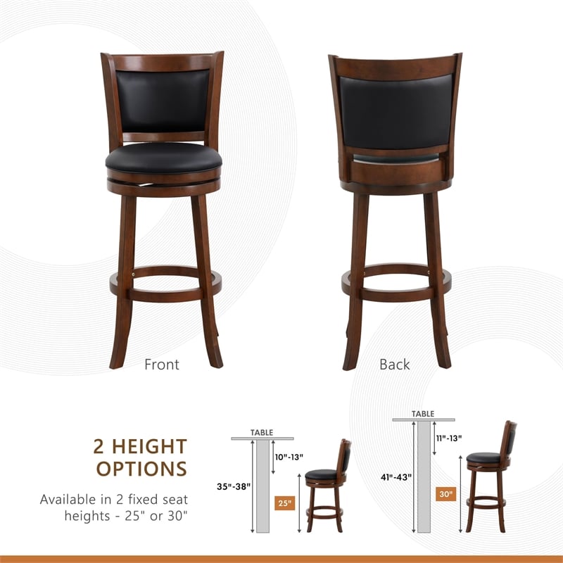 Lexicon Shapel Faux Leather Swivel Bar Stool in Dark Cherry