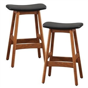 Lexicon Ride Faux Leather Counter Stool in Black (Set of 2)
