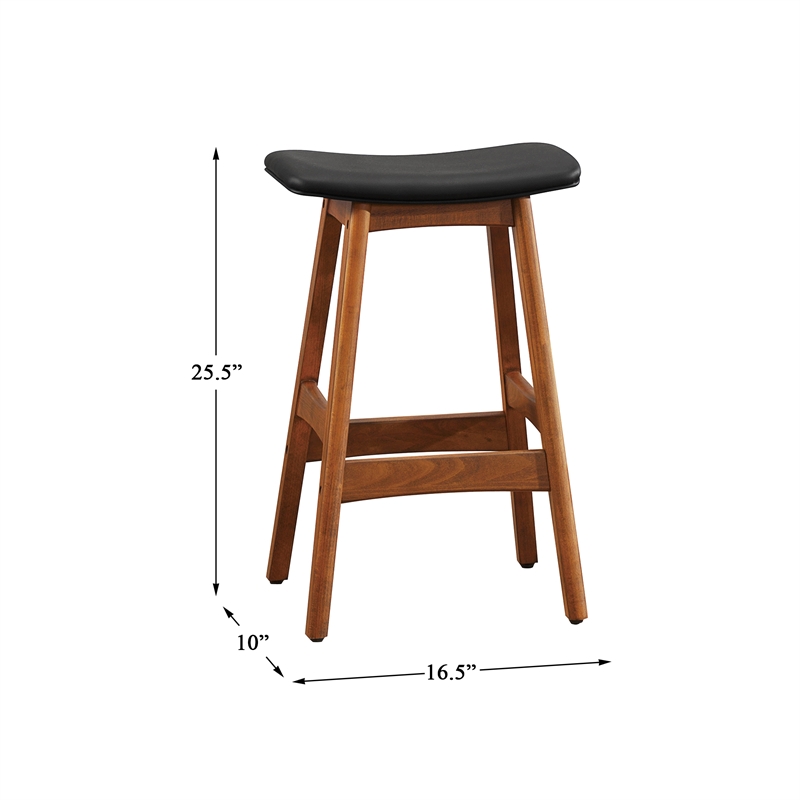 Lexicon Ride Faux Leather Counter Stool in Black (Set of 2)