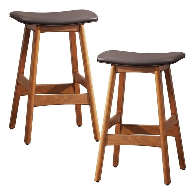Lexicon Ride Faux Leather Counter Stool in Brown (Set of 2)