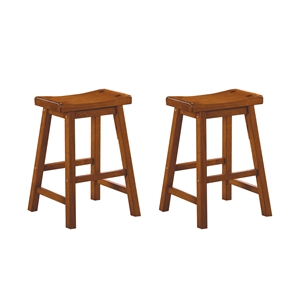 Lexicon Saddleback 24&quot Solid Wood Counter Stool in Oak (Set of 2)