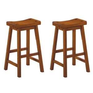 Lexicon Saddleback 29&quot Solid Wood Bar Stool in Oak (Set of 2)