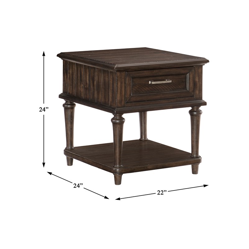 Lexicon Cardano Wood 1 Drawer End Table in Driftwood Charcoal