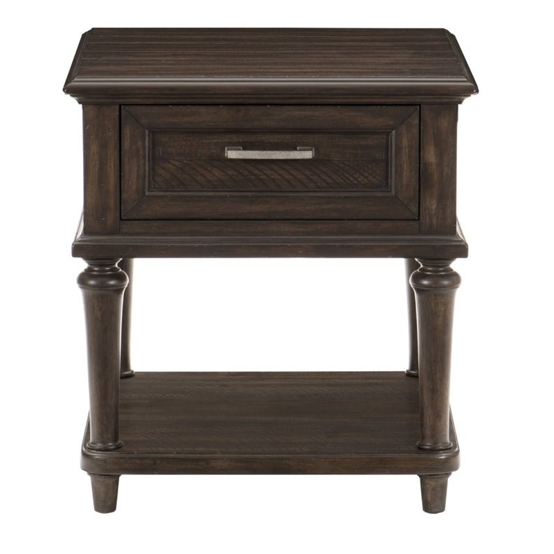 Lexicon Cardano Wood 1 Drawer End Table in Driftwood Charcoal