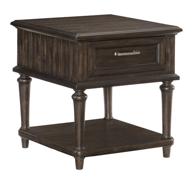 Lexicon Cardano Wood 1 Drawer End Table in Driftwood Charcoal