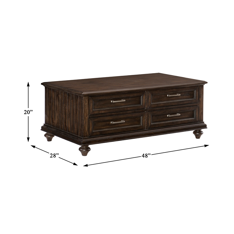 Lexicon Cardano Wood 4 Drawer Coffee Table in Driftwood Charcoal