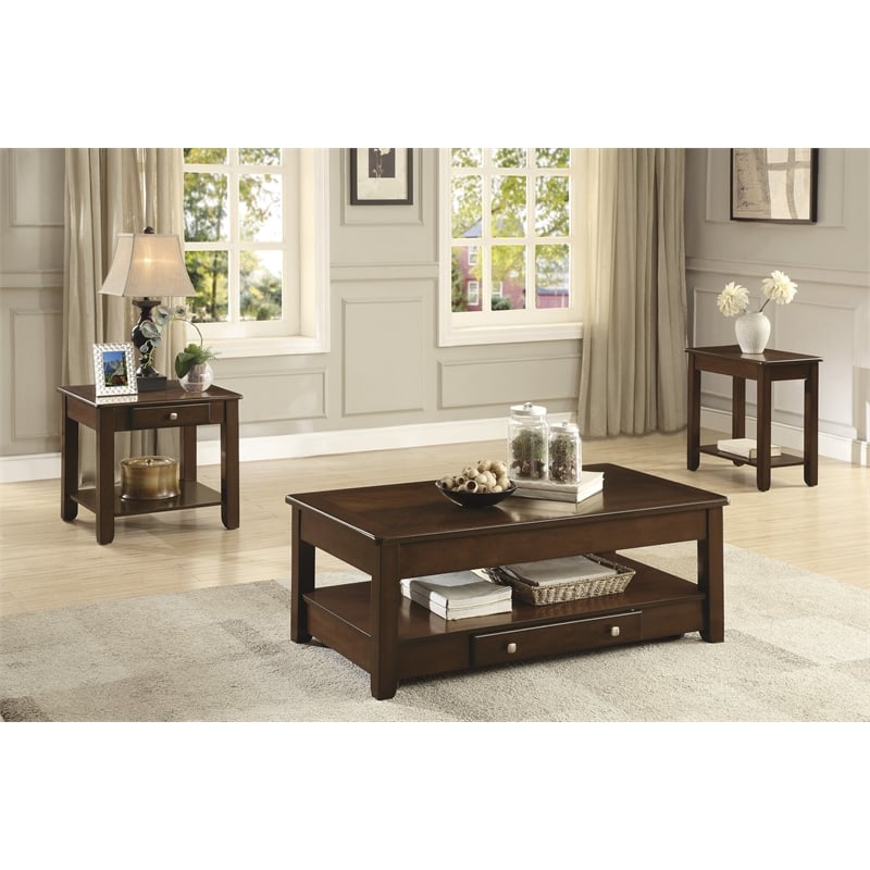 Lexicon Ballwin Wood Chairside Table in Dark Cherry