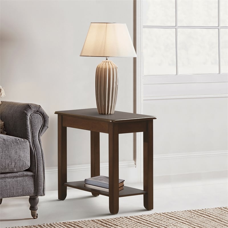 Lexicon Ballwin Wood Chairside Table in Dark Cherry