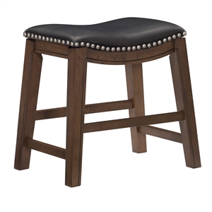 Lexicon Ordway 18&quot Faux Leather Saddle Dining Stool in Black