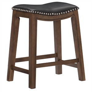 Lexicon Ordway 24&quot Faux Leather Saddle Counter Stool in Black