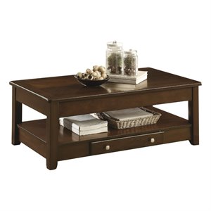 lexicon ballwin wood lift top coffee table with casters in dark cherry