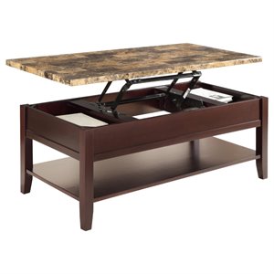 lexicon orton faux marble lift top coffee table in dark cherry