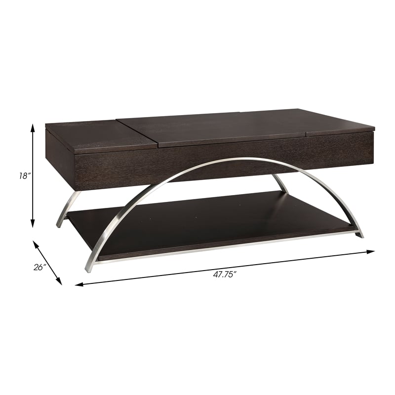 Lexicon Tioga Metal Lift Top Coffee Table in Espresso