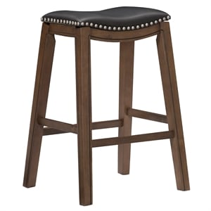 Lexicon Ordway 29&quot Faux Leather Saddle Bar Stool in Black